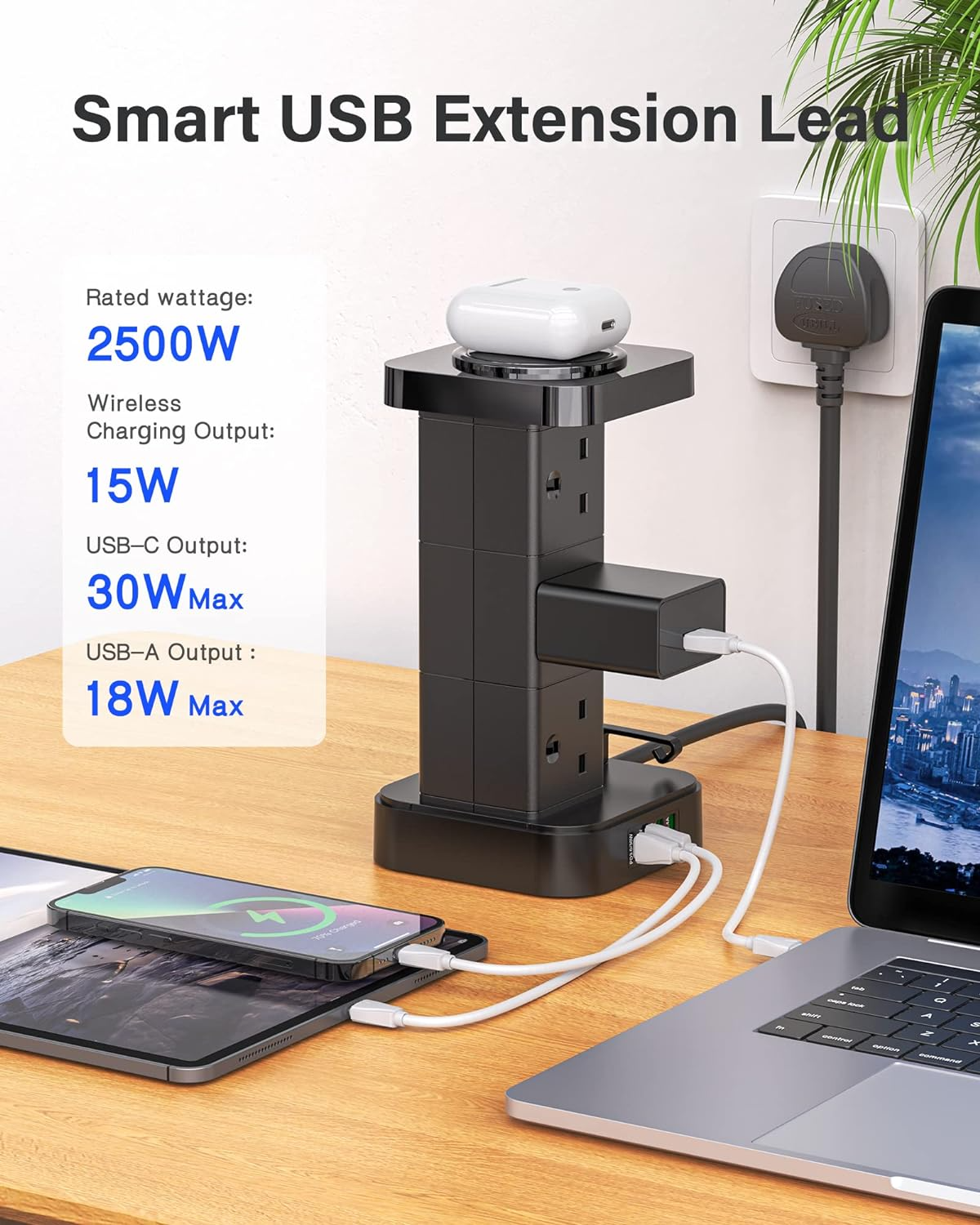 LDNIO Tower Extension Power Socket 1PD 30W+ 2500W LDNIO Tower Extension Power Socket 1PD 30W+ 2500W
